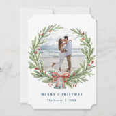 リースクリスマスフォトカード 招待状 (正面)