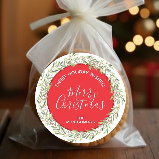 リースクリスマスホームメイドホリデーベーキング ラウンドシール