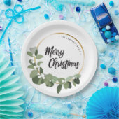 リースグリーンファミリーメリークリスマスホリデー ペーパープレート (パーティー)