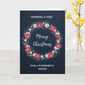 リースシスター素朴メリークリスマス カード (黄色い花)