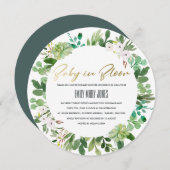 リースシャワーにおける多汁性開花葉ベビー 招待状 (正面/裏面)