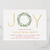 リースシンプルジョイエレガントクリスマスパーティー 箔招待状 (正面)
