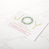 リースシンプルジョイエレガントクリスマスパーティー 箔招待状 (回転した状態)