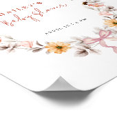 リースシンプルボホワイルドフラワーウェルカムベビーシャワー ポスター (角)