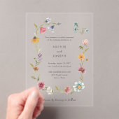 リースシンプルボホワイルドフラワーズ | ウェディング アクリル招待状 (インサイチュ (ポータブル))