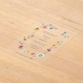 リースシンプルボホワイルドフラワーズ | ウェディング アクリル招待状 (レイダウン)