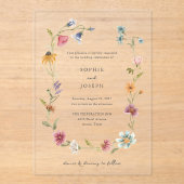 リースシンプルボホワイルドフラワーズ | ウェディング アクリル招待状 (正面)