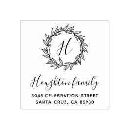 リースシンプルモノグラムスクリプト差出人住所 ラバースタンプ