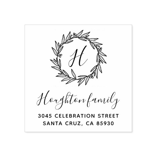 リースシンプルモノグラムスクリプト差出人住所 ラバースタンプ (インプリント)