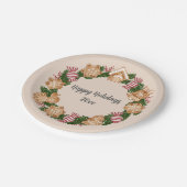 リースジンガーブレッドハウスクリスマスホリデーパーティー ペーパープレート (アングル)