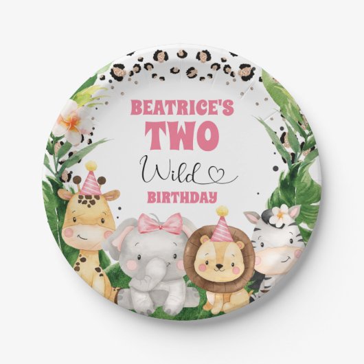 リースチータプリントサファリ誕生日パーティー ペーパープレート (正面)