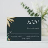 リースティール(緑がかった色)パームビーチグリーンアンド結婚金ゴールド 出欠カード (スタンド正面)