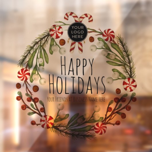 リースハッピーホリデーズビジネスロゴウィンドウの固定 ウィンドウサイン (シート2)