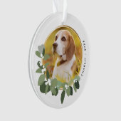 リースハッピーホリデーズペットドッグカスタム写真 オーナメント (正面)