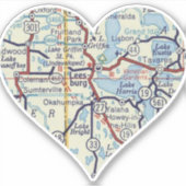 リースバーグフロリダヴィンテージの地図 シール (正面)