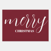 リースパーソナライズされたメリークリスマスブルゴーニュ ラッピングペーパーシート (正面2)