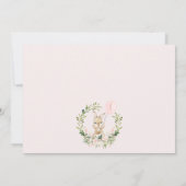 リースピンクのフローラ写真いくつかのバニー1歳の誕生日 招待状 (裏面)