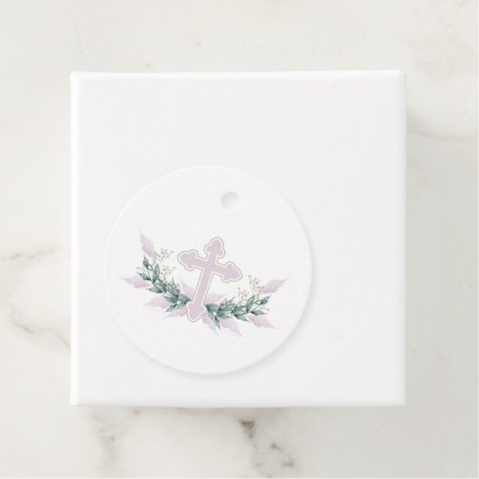 リースピンククロスコミュニオンバプテスマ《キリスト教》洗礼式や命名式 フェイバータグ (インサイチュ)