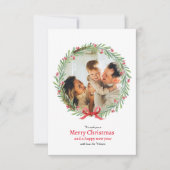 リースフォトクリスマスホリデーグリーティングカード サンキューカード (正面)