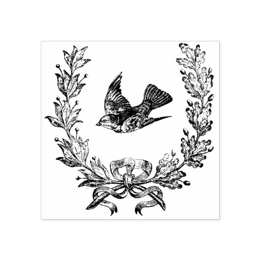 リースフランスのと鳥ヴィンテージアートゴムスタンプ ラバースタンプ (インプリント)