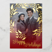 リースフレームとフォトフォイルのホリデーカード 箔シーズンカード (正面)