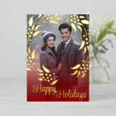 リースフレームとフォトフォイルのホリデーカード 箔シーズンカード (立ち正面)