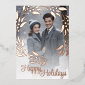 リースフレームとフォトフォイルのホリデーカード 箔シーズンカード (正面)