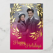 リースフレームとフォトフォイルのホリデーカード 箔シーズンカード (正面)