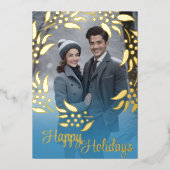リースフレームとフォトフォイルのホリデーカード 箔シーズンカード (正面)