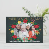 リースフレーム金ゴールドメリークリスマスフォト シーズンカード (スタンド正面)