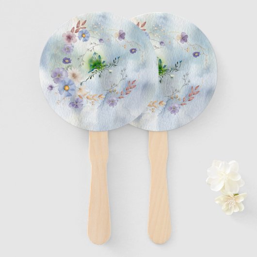 リースフローラとワクワクするファンのセット ハンドファン (正面&裏面)