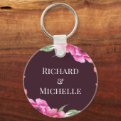 リースフローライニシャル文字モノグラム名大理石 キーホルダー (裏面)