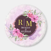 リースフローライニシャル文字モノグラム名大理石 マグネット (正面)