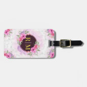 リースフローライニシャル文字モノグラム名大理石 ラゲッジタグ (正面横)