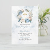 リースブルーピンクファースト聖餐式 招待状 (スタンド正面)