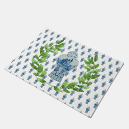 リースブルー&ホワイトジンジャージャー ドアマット