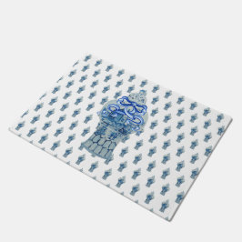 リースブルー&ホワイトジンジャージャー ドアマット