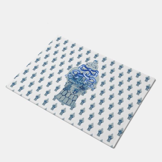 リースブルー&ホワイトジンジャージャー ドアマット (アングル)