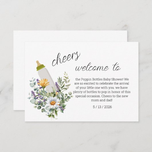 リースベビーシャワー歓迎サインテンプレート エンクロージャーカード (正面/裏面)