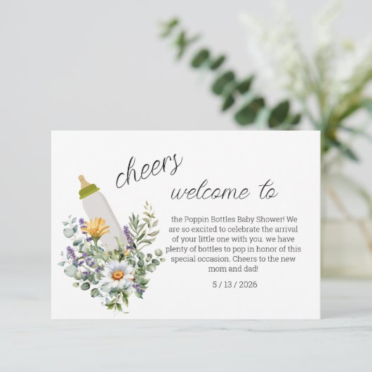 リースベビーシャワー歓迎サインテンプレート エンクロージャーカード (スタンド正面)