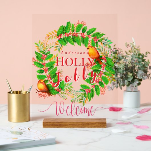 リースホリーすてきファミリーホワイト アクリルサイン (ウェディング)