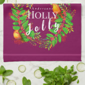 リースホリーすてきワイン キッチンタオル (折り畳み)