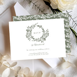 リースホワイト&セージグリーンクラシック結婚ズWebサイト 出欠カード