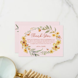 リースボホワイルドフラワーベビーシャワーサンキューカード サンキューカード