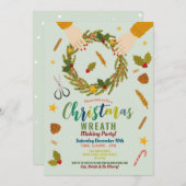 リースメイキングフェスティバルパーティークリスマスファミリー 招待状 (正面/裏面)