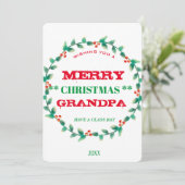 リースメリークリスマスのおじパーソナライズされたいちゃん シーズンカード (スタンド正面)