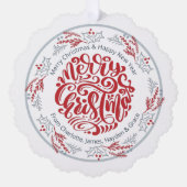 リースメリークリスマスパーソナライズされた写真 オーナメントカード (正面)