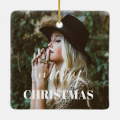 リースメリークリスマスフォトネームテラコッタ セラミックオーナメント (裏面)