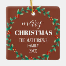 リースメリークリスマスフォトネームテラコッタ