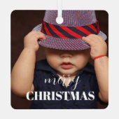 リースメリークリスマスフォトパーソナライズされた名 メタルオーナメント (裏面)